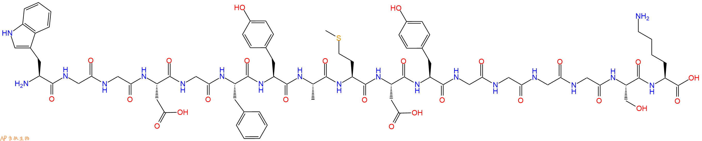 专肽生物产品H2N-Trp-Gly-Gly-Asp-Gly-Phe-Tyr-Ala-Met-Asp-Tyr-Gl
