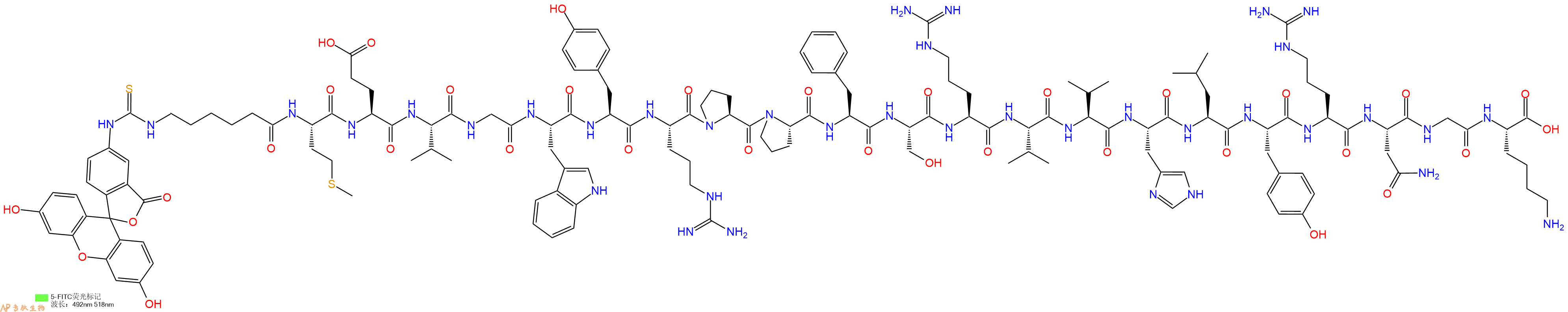 专肽生物产品荧光标记的髓鞘少突胶质细胞糖蛋白，FITC-MOG（35-55）(human)