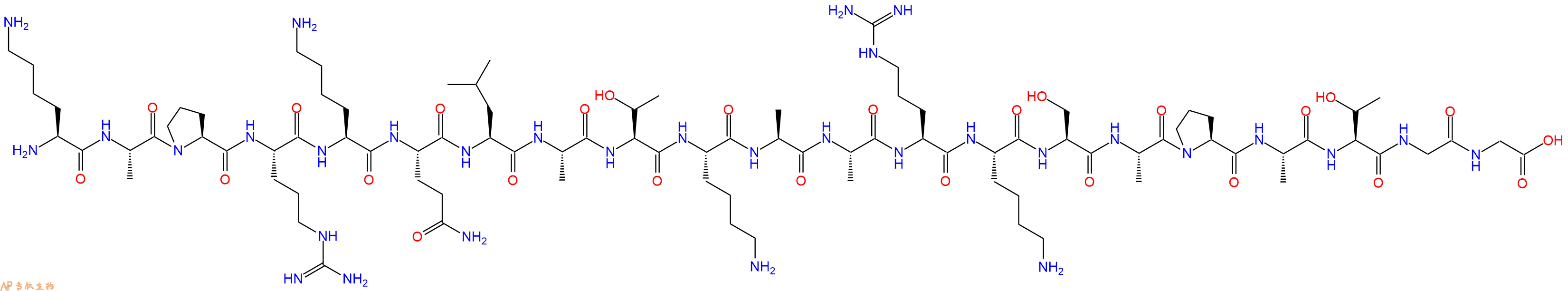 专肽生物产品H2N-Lys-Ala-Pro-Arg-Lys-Gln-Leu-Ala-Thr-Lys-Ala-Al