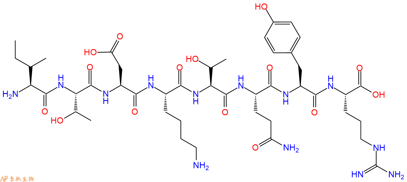 专肽生物产品H2N-Ile-Thr-Asp-Lys-Thr-Gln-Tyr-Arg-COOH