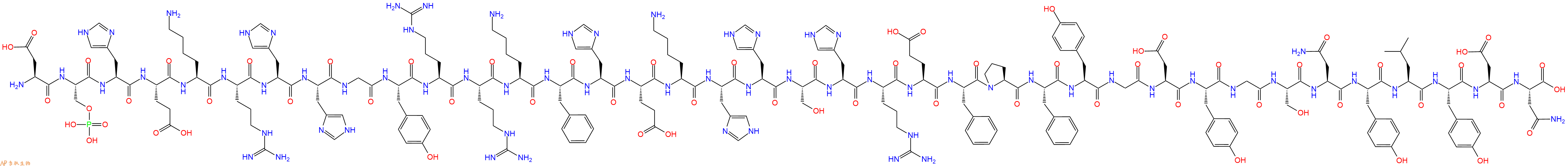 专肽生物产品H2N-Asp-Ser(PO3H2)-His-Glu-Lys-Arg-His-His-Gly-Tyr