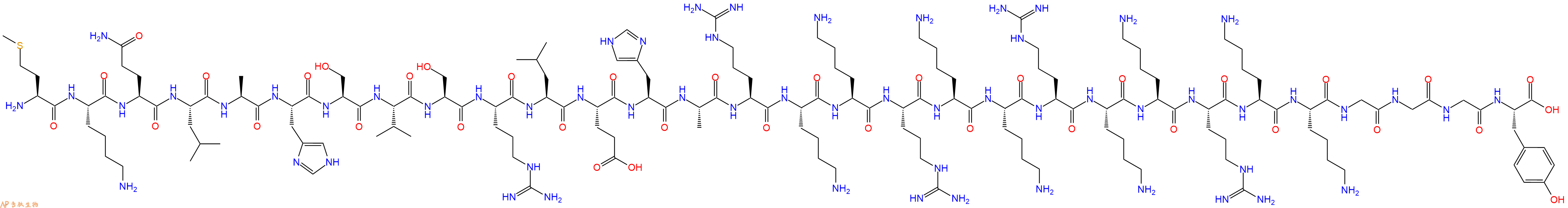 专肽生物产品H2N-Met-Lys-Gln-Leu-Ala-His-Ser-Val-Ser-Arg-Leu-Gl