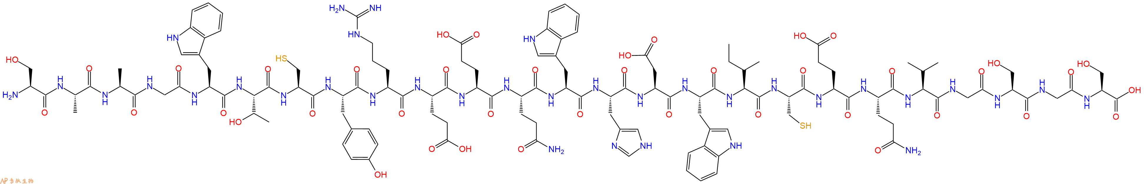 专肽生物产品H2N-Ser-Ala-Ala-Gly-Trp-Thr-Cys-Tyr-Arg-Glu-Glu-Gl