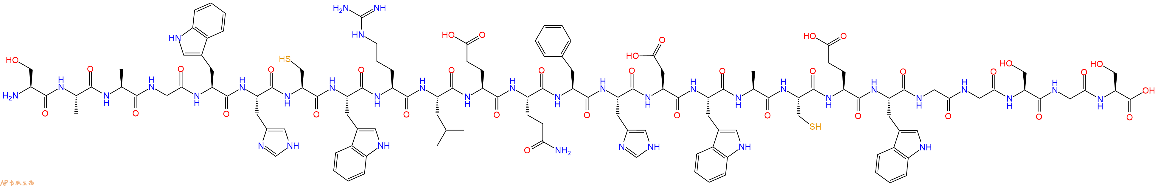 专肽生物产品H2N-Ser-Ala-Ala-Gly-Trp-His-Cys-Trp-Arg-Leu-Glu-Gl