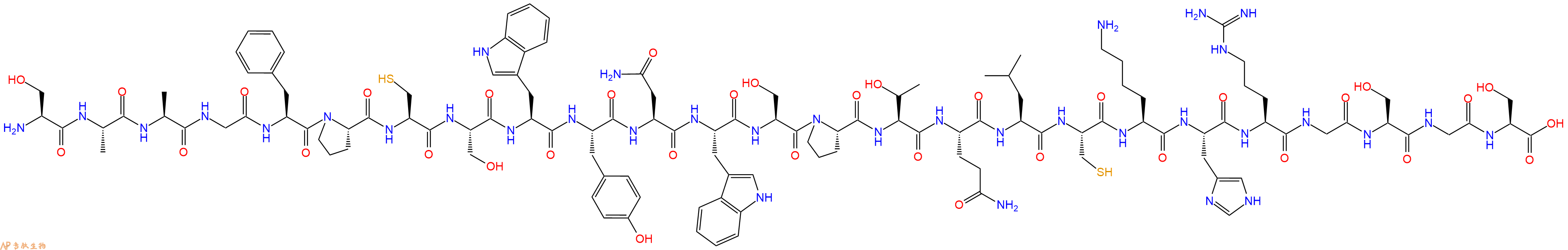 专肽生物产品H2N-Ser-Ala-Ala-Gly-Phe-Pro-Cys-Ser-Trp-Tyr-Asn-Tr
