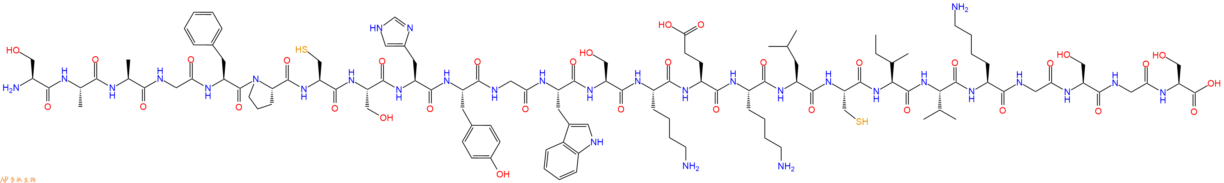 专肽生物产品H2N-Ser-Ala-Ala-Gly-Phe-Pro-Cys-Ser-His-Tyr-Gly-Tr