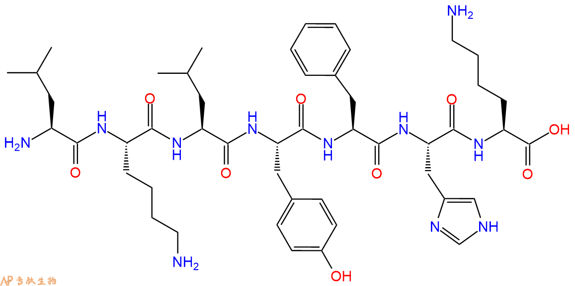 专肽生物产品H2N-Leu-Lys-Leu-Tyr-Phe-His-Lys-COOH