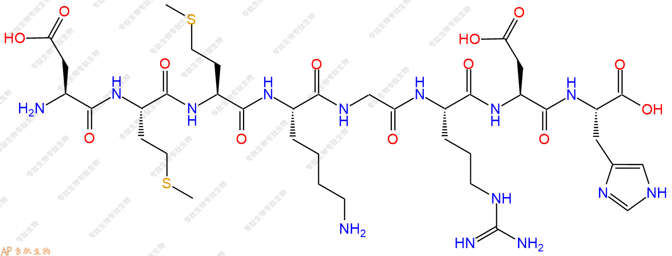 专肽生物产品H2N-Asp-Met-Met-Lys-Gly-Arg-Asp-His-COOH
