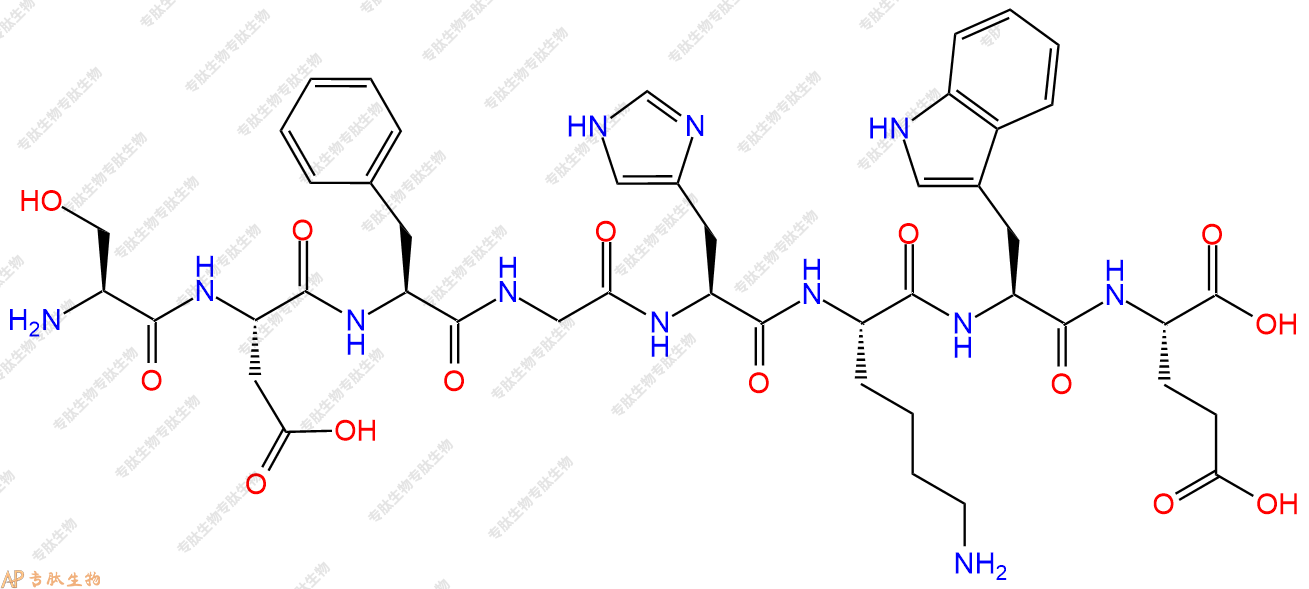 专肽生物产品H2N-Ser-Asp-Phe-Gly-His-Lys-Trp-Glu-COOH