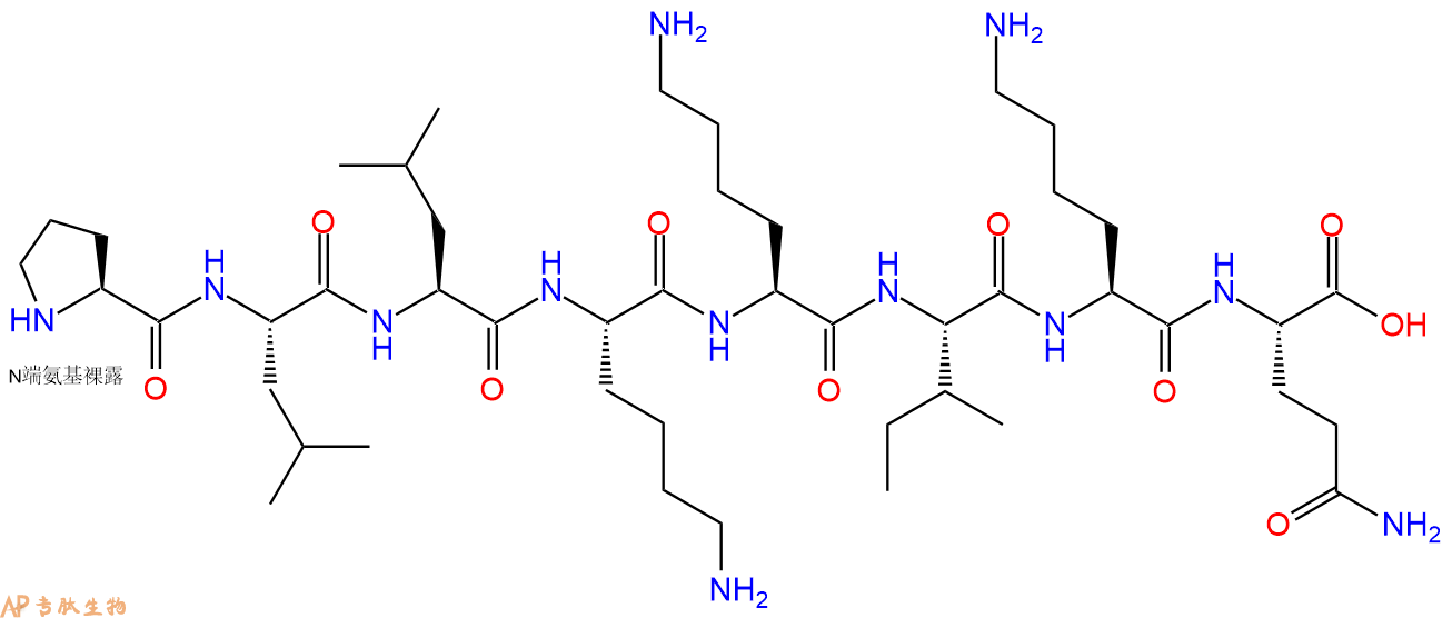 专肽生物产品H2N-Pro-Leu-Leu-Lys-Lys-Ile-Lys-Gln-COOH