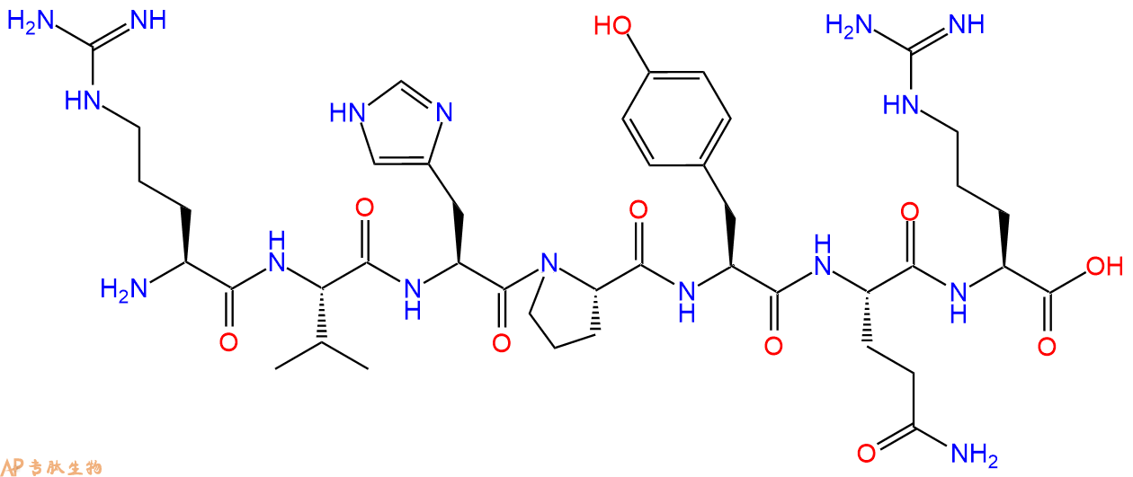 专肽生物产品H2N-Arg-Val-His-Pro-Tyr-Gln-Arg-COOH