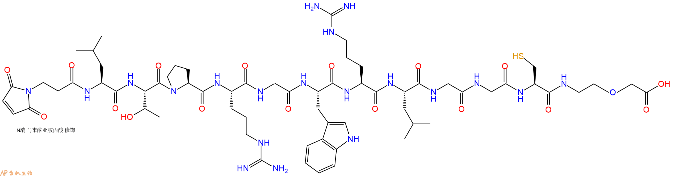 专肽生物产品3Mal-Leu-Thr-Pro-Arg-Gly-Trp-Arg-Leu-Gly-Gly-Cys-P