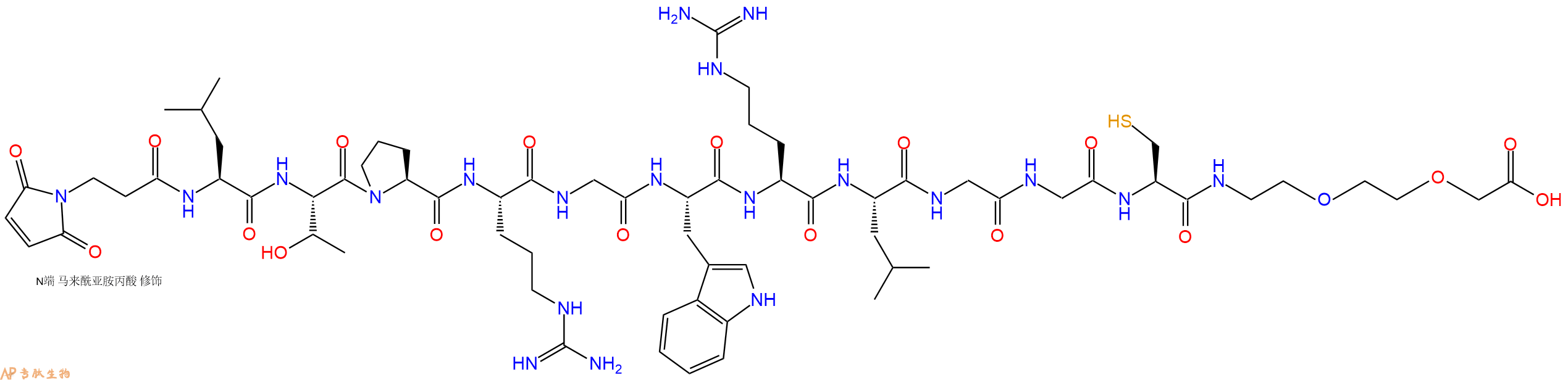 专肽生物产品3Mal-Leu-Thr-Pro-Arg-Gly-Trp-Arg-Leu-Gly-Gly-Cys-P