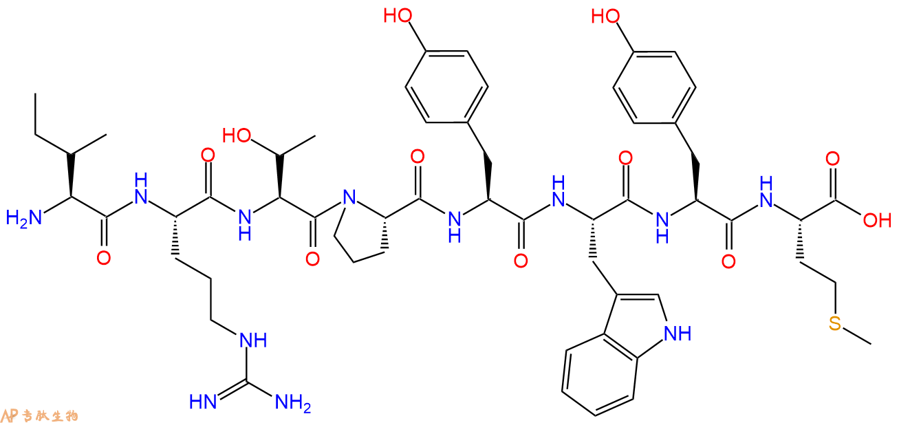 专肽生物产品H2N-Ile-Arg-Thr-Pro-Tyr-Trp-Tyr-Met-COOH