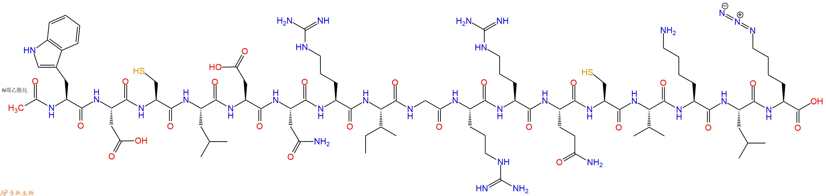 专肽生物产品Ac-Trp-Asp-Cys-Leu-Asp-Asn-Arg-Ile-Gly-Arg-Arg-Gln