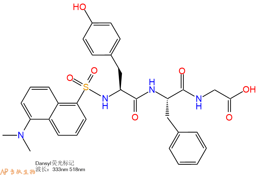 专肽生物产品Dansyl-Tyr-Phe-Gly-COOH