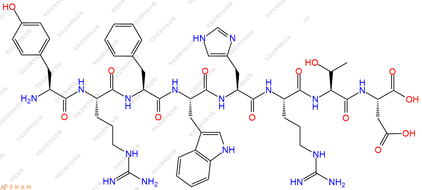 专肽生物产品H2N-Tyr-Arg-Phe-Trp-His-Arg-Thr-Asp-COOH