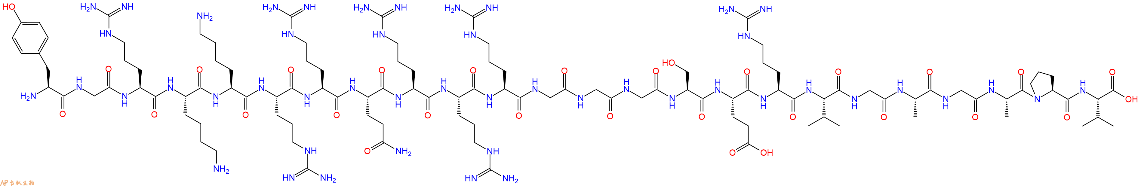 专肽生物产品H2N-Tyr-Gly-Arg-Lys-Lys-Arg-Arg-Gln-Arg-Arg-Arg-Gl