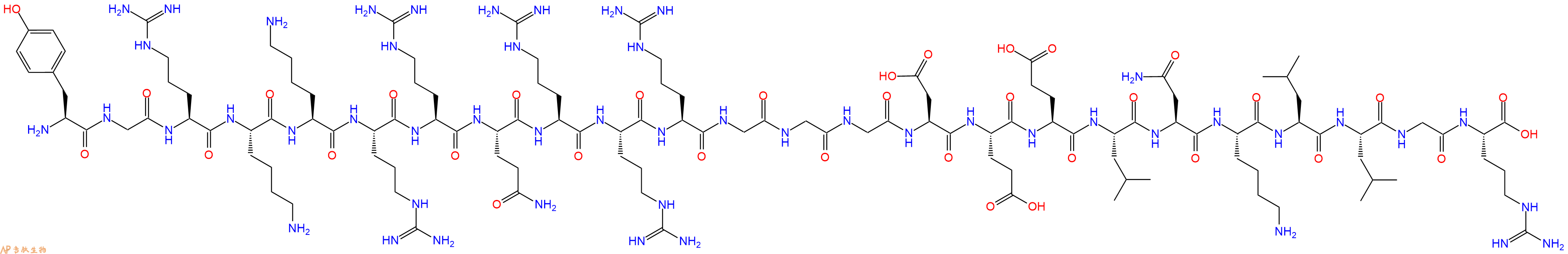 专肽生物产品H2N-Tyr-Gly-Arg-Lys-Lys-Arg-Arg-Gln-Arg-Arg-Arg-Gl