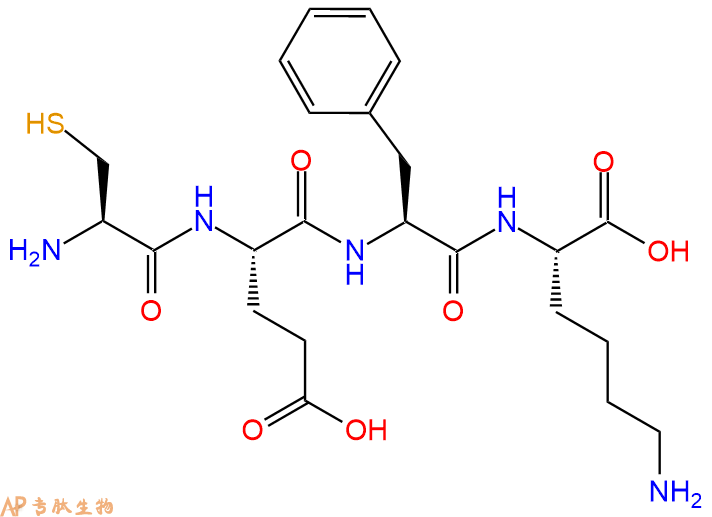 专肽生物产品H2N-Cys-Glu-Phe-Lys-COOH