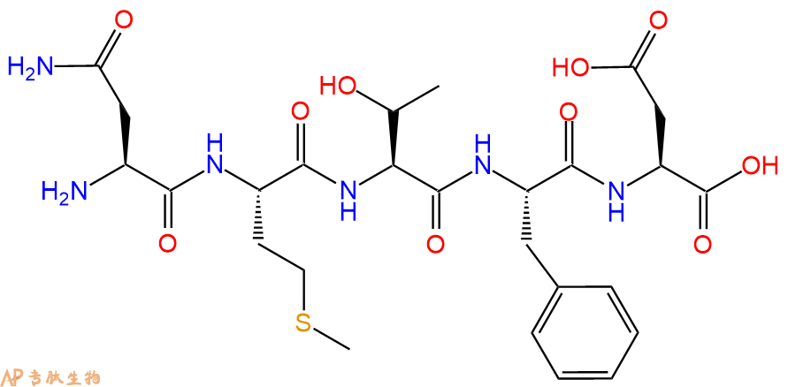 专肽生物产品H2N-Asn-Met-Thr-Phe-Asp-COOH