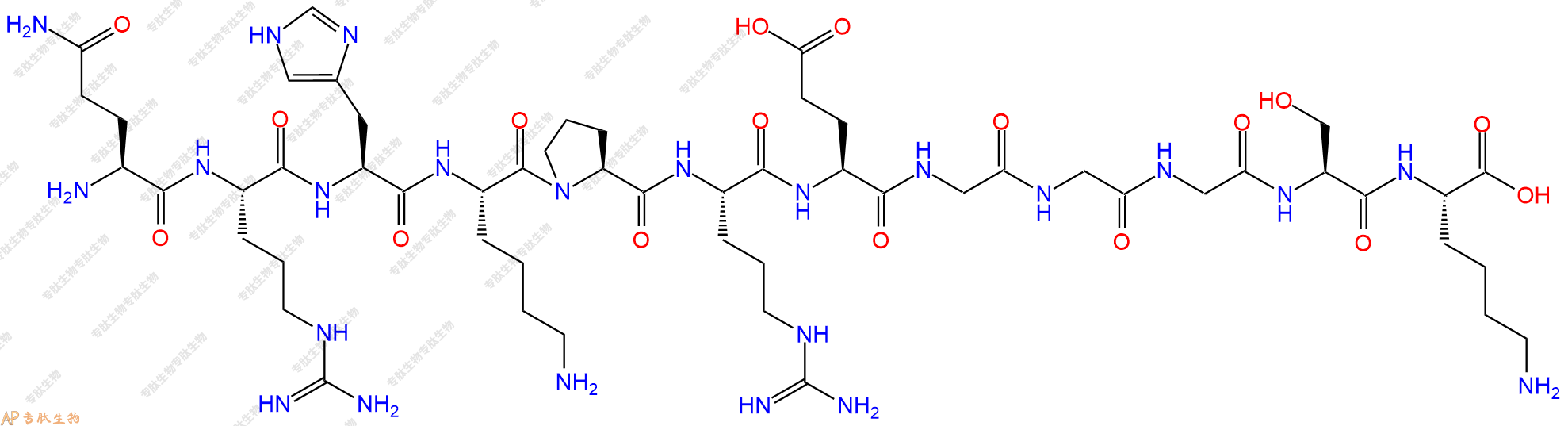 专肽生物产品H2N-Gln-Arg-His-Lys-Pro-Arg-Glu-Gly-Gly-Gly-Ser-Ly