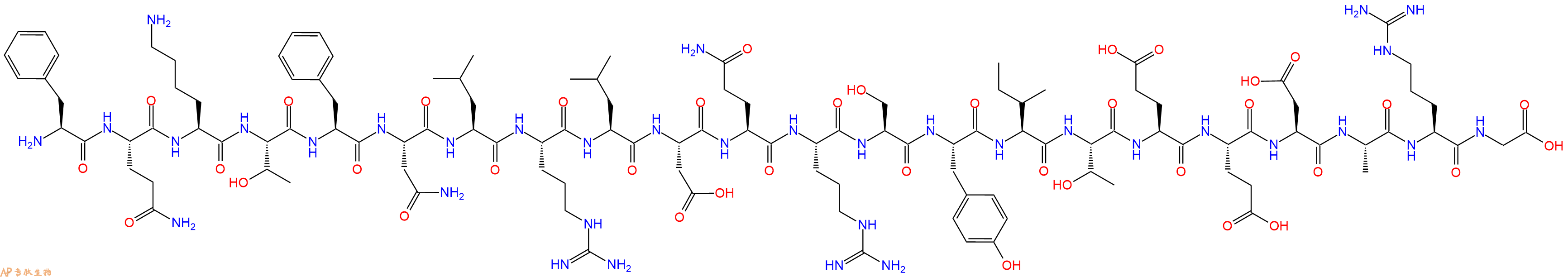 专肽生物产品H2N-Phe-Gln-Lys-Thr-Phe-Asn-Leu-Arg-Leu-Asp-Gln-Ar