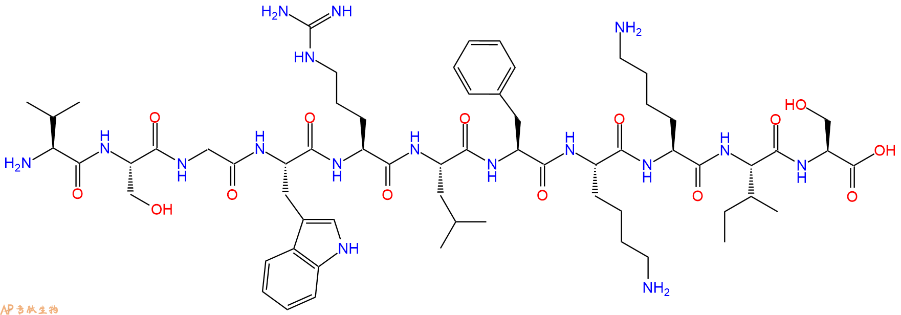 专肽生物产品H2N-Val-Ser-Gly-Trp-Arg-Leu-Phe-Lys-Lys-Ile-Ser-CO