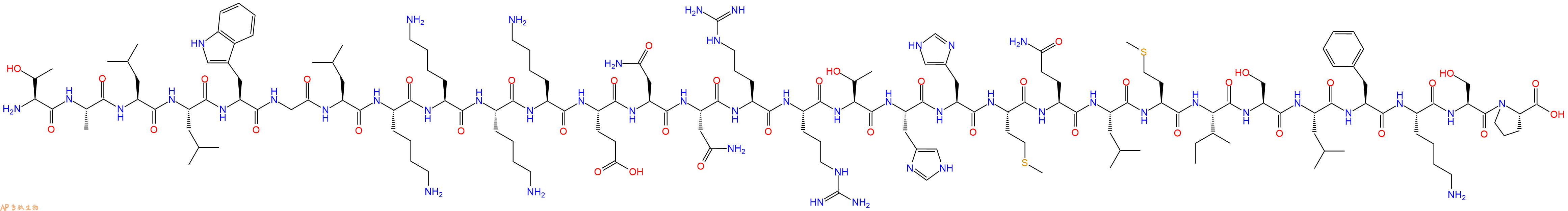 专肽生物产品H2N-Thr-Ala-Leu-Leu-Trp-Gly-Leu-Lys-Lys-Lys-Lys-Gl