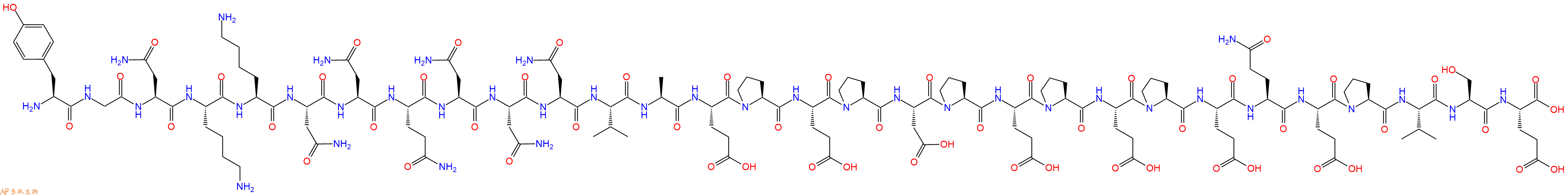 专肽生物产品H2N-Tyr-Gly-Asn-Lys-Lys-Asn-Asn-Gln-Asn-Asn-Asn-Va