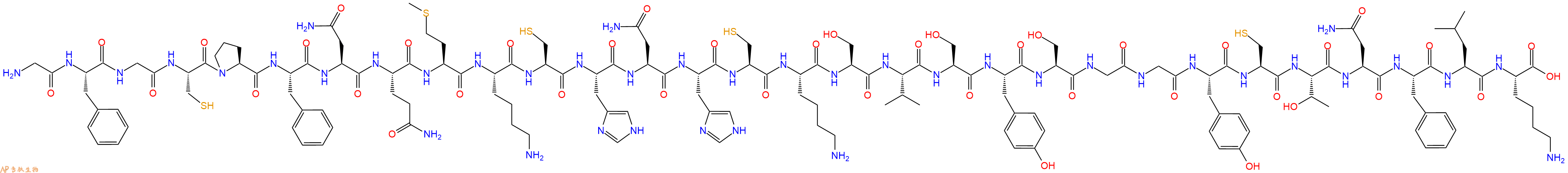 专肽生物产品H2N-Gly-Phe-Gly-Cys-Pro-Phe-Asn-Gln-Met-Lys-Cys-Hi