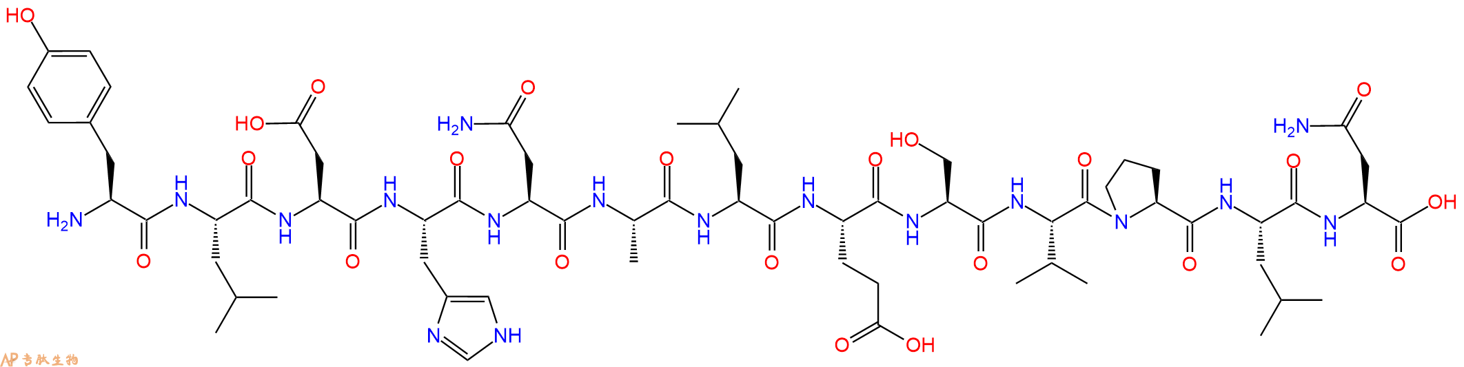 专肽生物产品H2N-Tyr-Leu-Asp-His-Asn-Ala-Leu-Glu-Ser-Val-Pro-Le