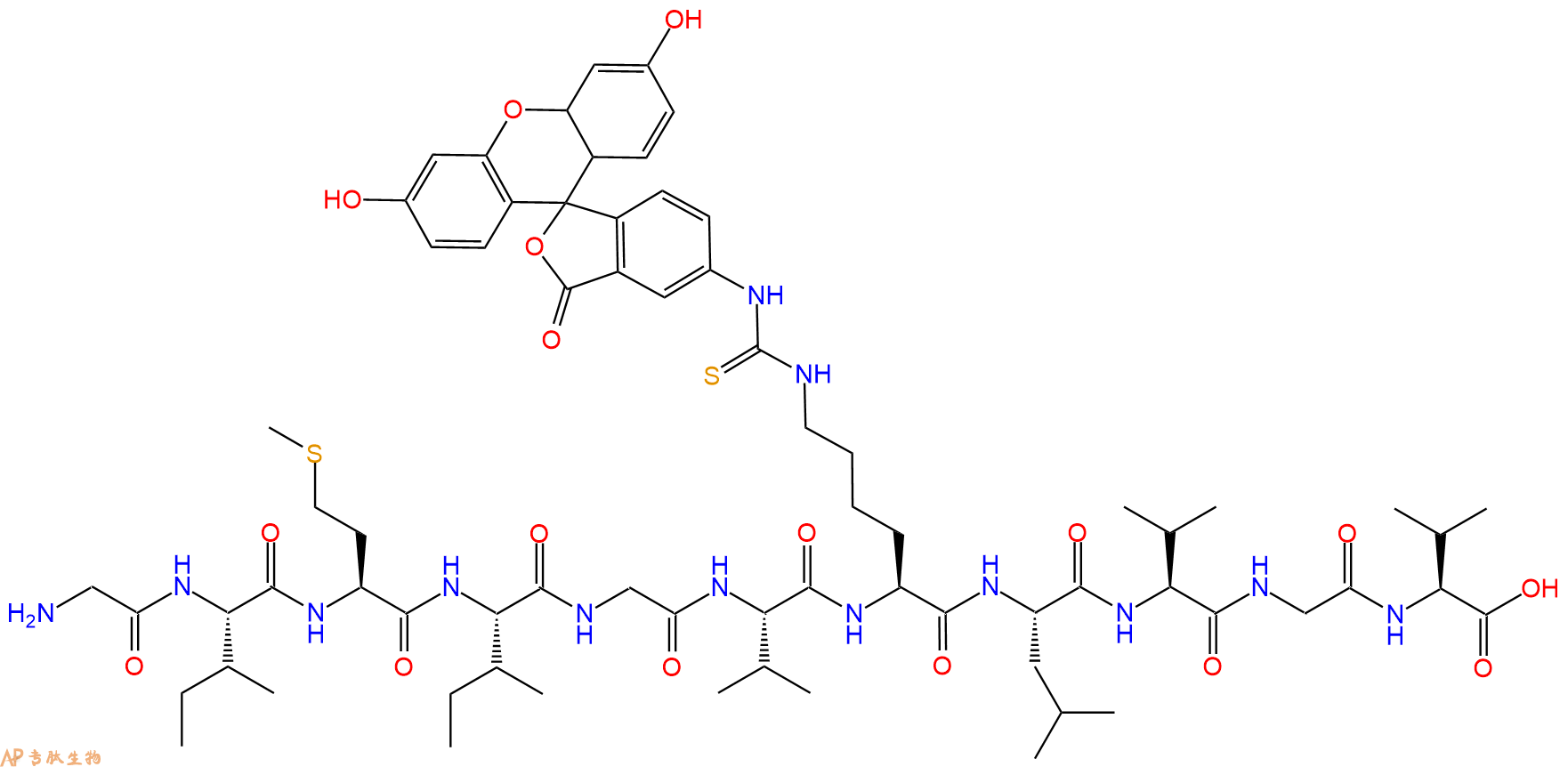 专肽生物产品H2N-Gly-Ile-Met-Ile-Gly-Val-Lys(Fitc)-Leu-Val-Gly-