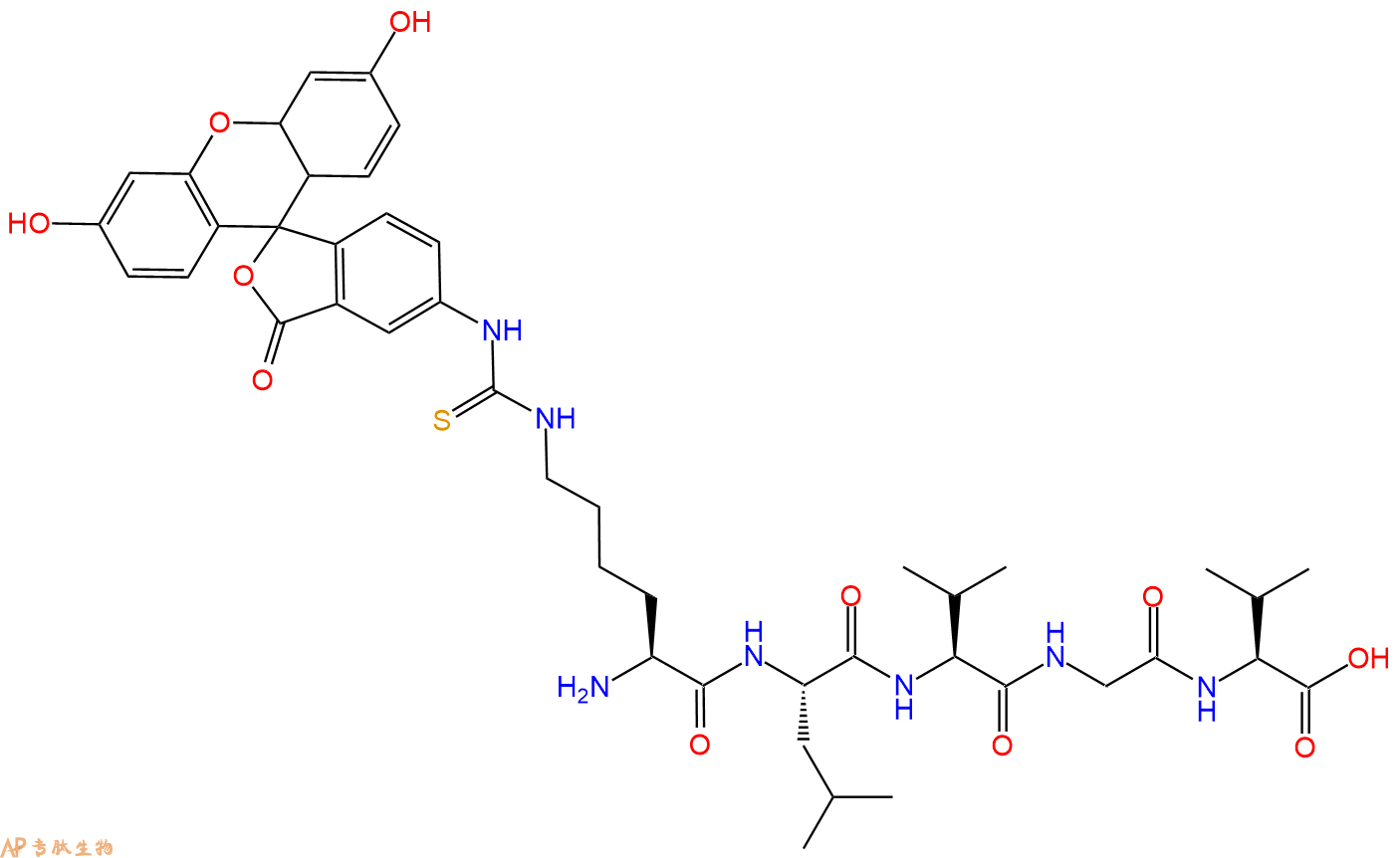 专肽生物产品H2N-Lys(Fitc)-Leu-Val-Gly-Val-COOH