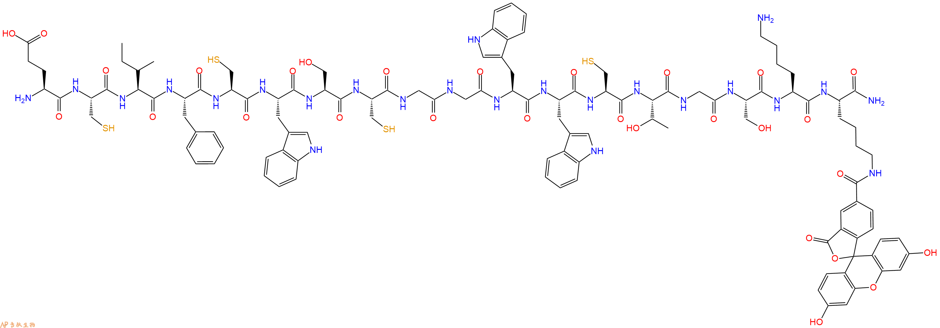专肽生物产品H2N-Glu-Cys-Ile-Phe-Cys-Trp-Ser-Cys-Gly-Gly-Trp-Tr