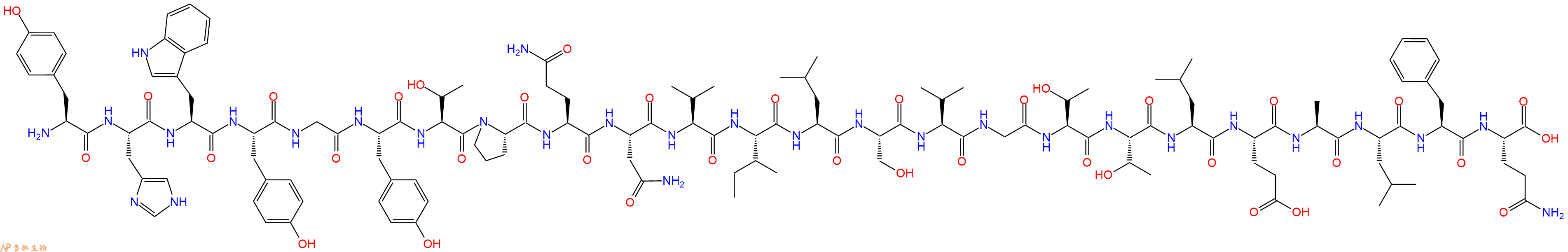 专肽生物产品H2N-Tyr-His-Trp-Tyr-Gly-Tyr-Thr-Pro-Gln-Asn-Val-Il