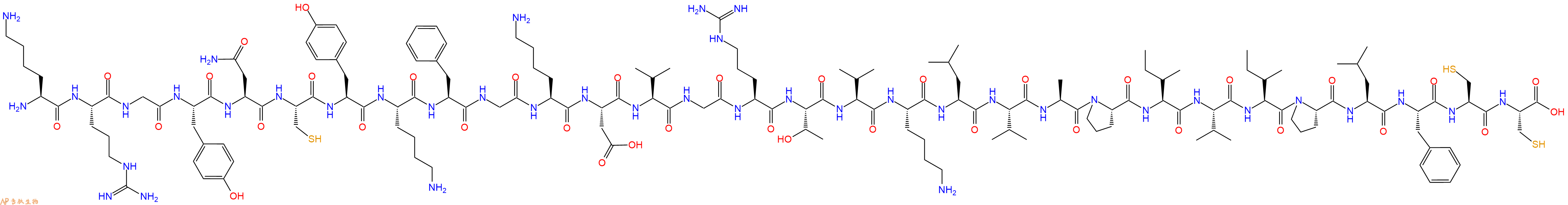 专肽生物产品H2N-Lys-Arg-Gly-Tyr-Asn-Cys-Tyr-Lys-Phe-Gly-Lys-As