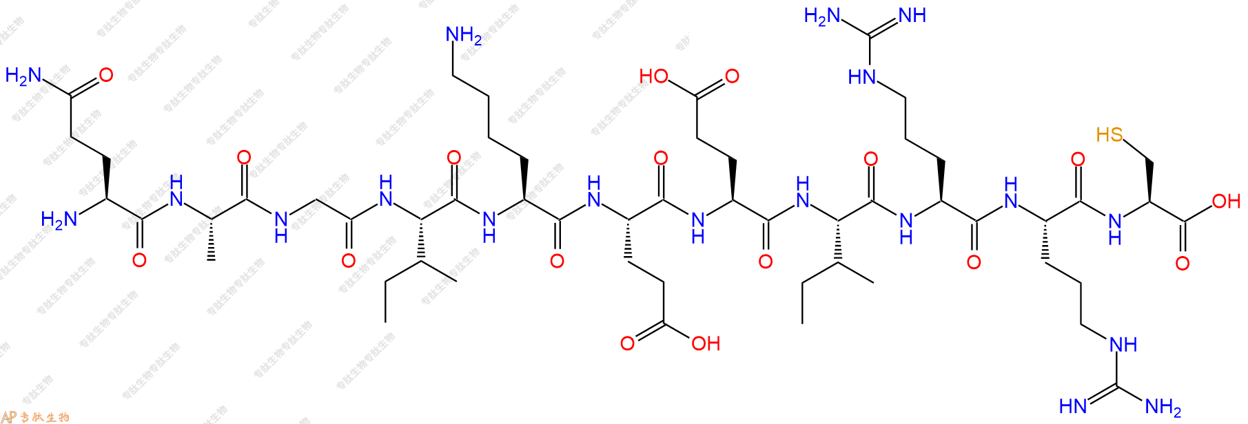 专肽生物产品H2N-Gln-Ala-Gly-Ile-Lys-Glu-Glu-Ile-Arg-Arg-Cys-COOH