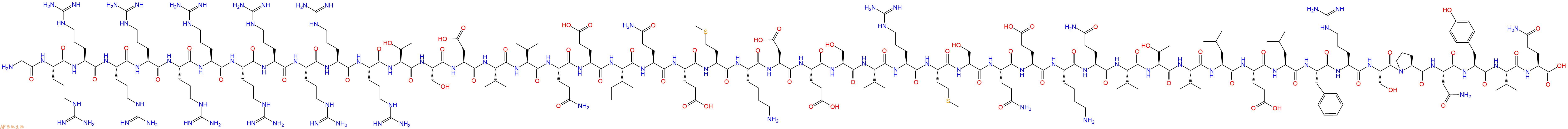 专肽生物产品H2N-Gly-Arg-Arg-Arg-Arg-Arg-Arg-Arg-Arg-Arg-Arg-Arg-Thr-Ser-Asp-Val-Val-Gln-Glu-Ile-Gln-Glu-Met-Lys-Asp-Glu-Ser-Val-Arg-Met-Ser-Gln-Glu-Lys-Gln-Val-Thr-Val-Leu-Glu-Leu-Phe-Arg-Ser-Pro-Asn-Tyr-Val-Gln-COOH
