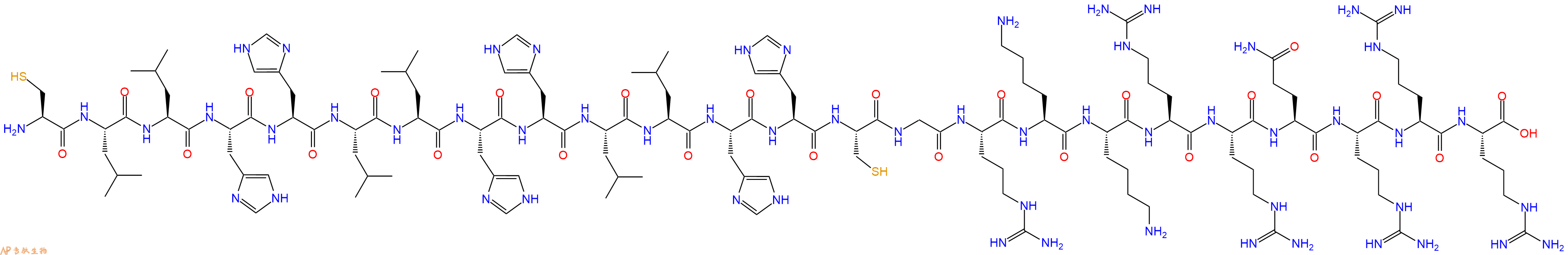 专肽生物产品H2N-Cys-Leu-Leu-His-His-Leu-Leu-His-His-Leu-Leu-His-His-Cys-Gly-Arg-Lys-Lys-Arg-Arg-Gln-Arg-Arg-Arg-COOH