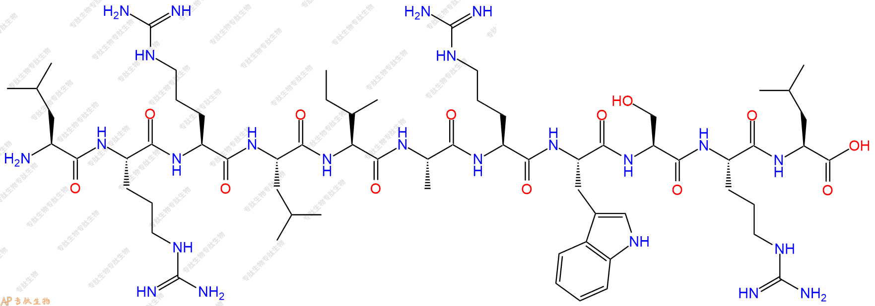 专肽生物产品H2N-Leu-Arg-Arg-Leu-Ile-Ala-Arg-Trp-Ser-Arg-Leu-COOH