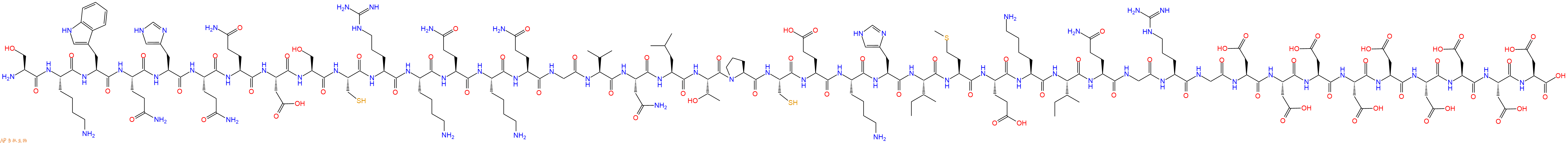专肽生物产品H2N-Ser-Lys-Trp-Gln-His-Gln-Gln-Asp-Ser-Cys-Arg-Lys-Gln-Lys-Gln-Gly-Val-Asn-Leu-Thr-Pro-Cys-Glu-Lys-His-Ile-Met-Glu-Lys-Ile-Gln-Gly-Arg-Gly-Asp-Asp-Asp-Asp-Asp-Asp-Asp-Asp-Asp-COOH