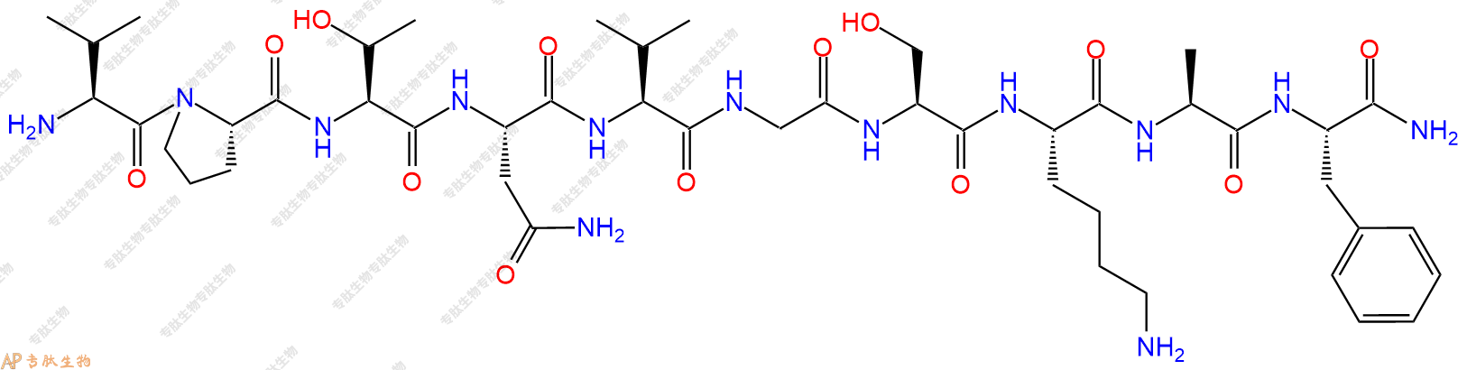 专肽生物产品H2N-Val-Pro-Thr-Asn-Val-Gly-Ser-Lys-Ala-Phe-NH2