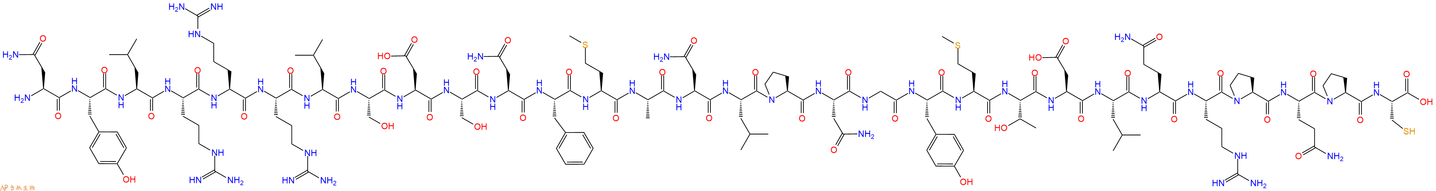 专肽生物产品H2N-Asn-Tyr-Leu-Arg-Arg-Arg-Leu-Ser-Asp-Ser-Asn-Phe-Met-Ala-Asn-Leu-Pro-Asn-Gly-Tyr-Met-Thr-Asp-Leu-Gln-Arg-Pro-Gln-Pro-Cys-COOH