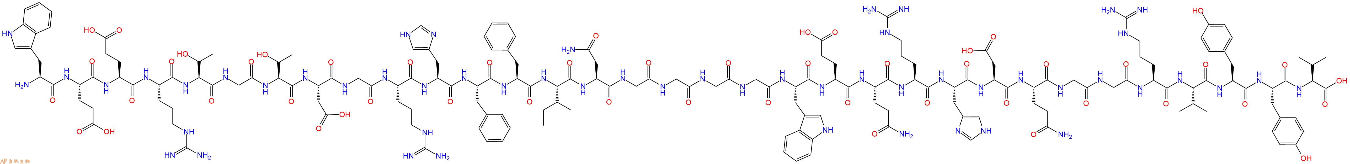 专肽生物产品H2N-Trp-Glu-Glu-Arg-Thr-Gly-Thr-Asp-Gly-Arg-His-Phe-Phe-Ile-Asn-Gly-Gly-Gly-Gly-Trp-Glu-Gln-Arg-His-Asp-Gln-Gly-Gly-Arg-Val-Tyr-Tyr-Val-COOH