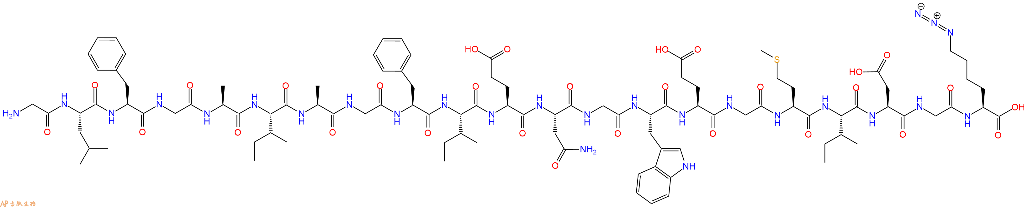 专肽生物产品H2N-Gly-Leu-Phe-Gly-Ala-Ile-Ala-Gly-Phe-Ile-Glu-Asn-Gly-Trp-Glu-Gly-Met-Ile-Asp-Gly-Lys(N3)-COOH