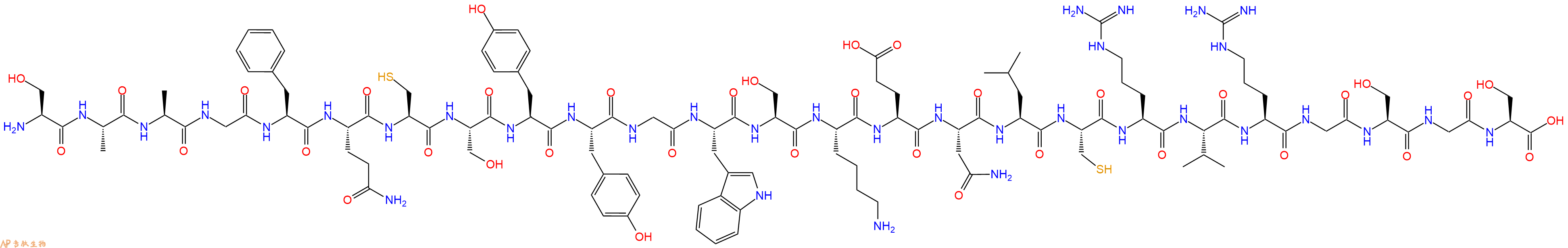 专肽生物产品H2N-Ser-Ala-Ala-Gly-Phe-Gln-Cys-Ser-Tyr-Tyr-Gly-Trp-Ser-Lys-Glu-Asn-Leu-Cys-Arg-Val-Arg-Gly-Ser-Gly-Ser-COOH