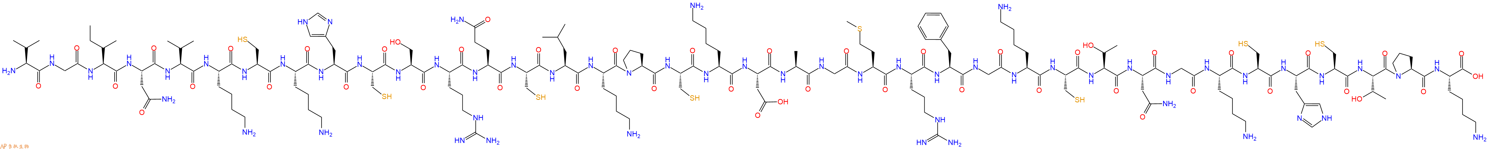 专肽生物产品H2N-Val-Gly-Ile-Asn-Val-Lys-Cys-Lys-His-Cys-Ser-Arg-Gln-Cys-Leu-Lys-Pro-Cys-Lys-Asp-Ala-Gly-Met-Arg-Phe-Gly-Lys-Cys-Thr-Asn-Gly-Lys-Cys-His-Cys-Thr-Pro-Lys-COOH