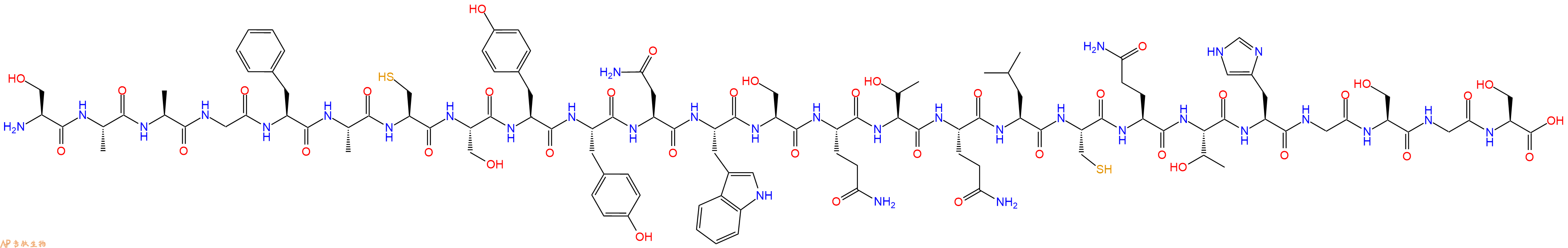 专肽生物产品H2N-Ser-Ala-Ala-Gly-Phe-Ala-Cys-Ser-Tyr-Tyr-Asn-Trp-Ser-Gln-Thr-Gln-Leu-Cys-Gln-Thr-His-Gly-Ser-Gly-Ser-COOH