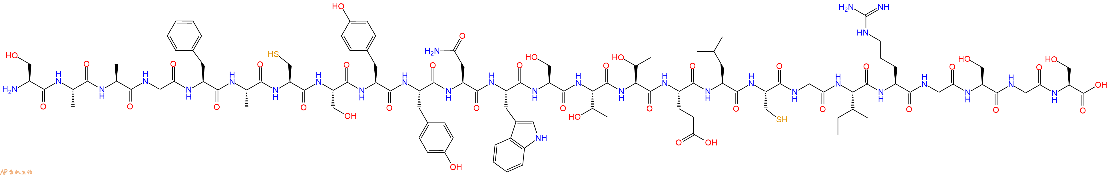 专肽生物产品H2N-Ser-Ala-Ala-Gly-Phe-Ala-Cys-Ser-Tyr-Tyr-Asn-Trp-Ser-Thr-Thr-Glu-Leu-Cys-Gly-Ile-Arg-Gly-Ser-Gly-Ser-COOH